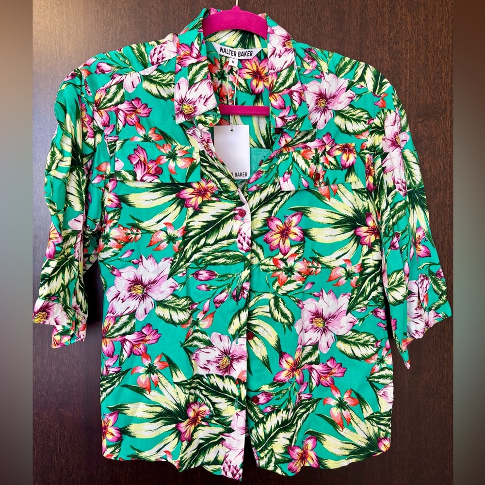 Walter Baker Jodie top short sleeve floral blouse size S